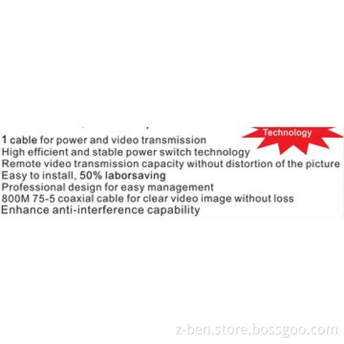 Video Balun with 8-channel Power Video Transmitter and 800m Effective Transmission Distance